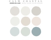 Calm Coastal Whole House Paint Color Scheme Sherwin Williams, Calm Coast Paint Palette Sherwin Williams, Coastal Paint Color Scheme