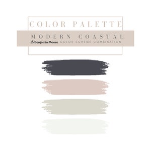 Modern Coastal Color Scheme Benjamin Moore, Modern Coastal Paint Color Combinations, Calm Coastal Coordinating Paint Colors