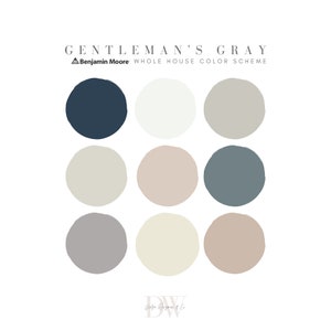 Gentleman&#39;s Gray Benjamin Moore Paint Palette, Modern Neutral Interior Home, Chantilly Lace