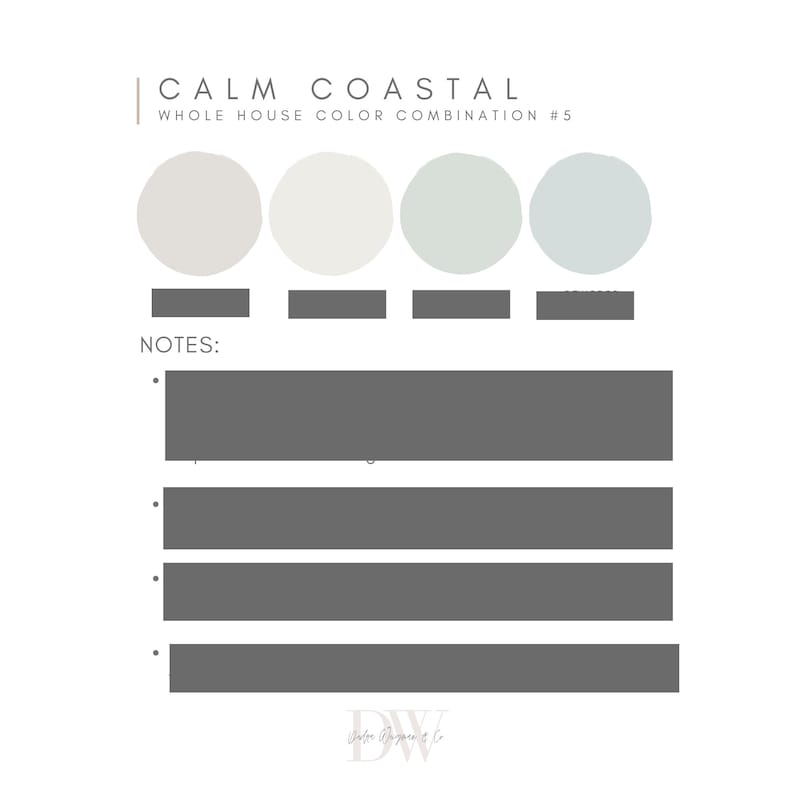 Calm Coastal Whole House Paint Color Scheme Sherwin Williams, Calm