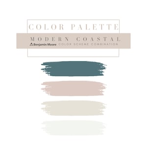 Modern Coastal Color Scheme Benjamin Moore, Modern Coastal Paint Color Combinations, Calm Coastal Coordinating Paint Colors