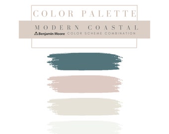 Modern Coastal Color Scheme Benjamin Moore, Modern Coastal Paint Color Combinations, Calm Coastal Coordinating Paint Colors