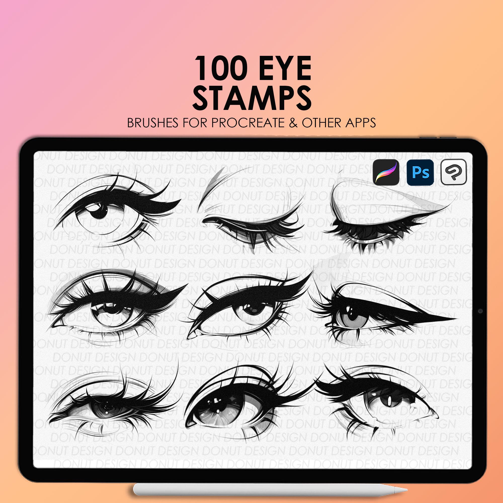 Procreate Eye Stamps & Brushes | 100 Procreate Brushset + 100 Photoshop ABR | Eyes for Procreate, Photoshop & Clip Studio