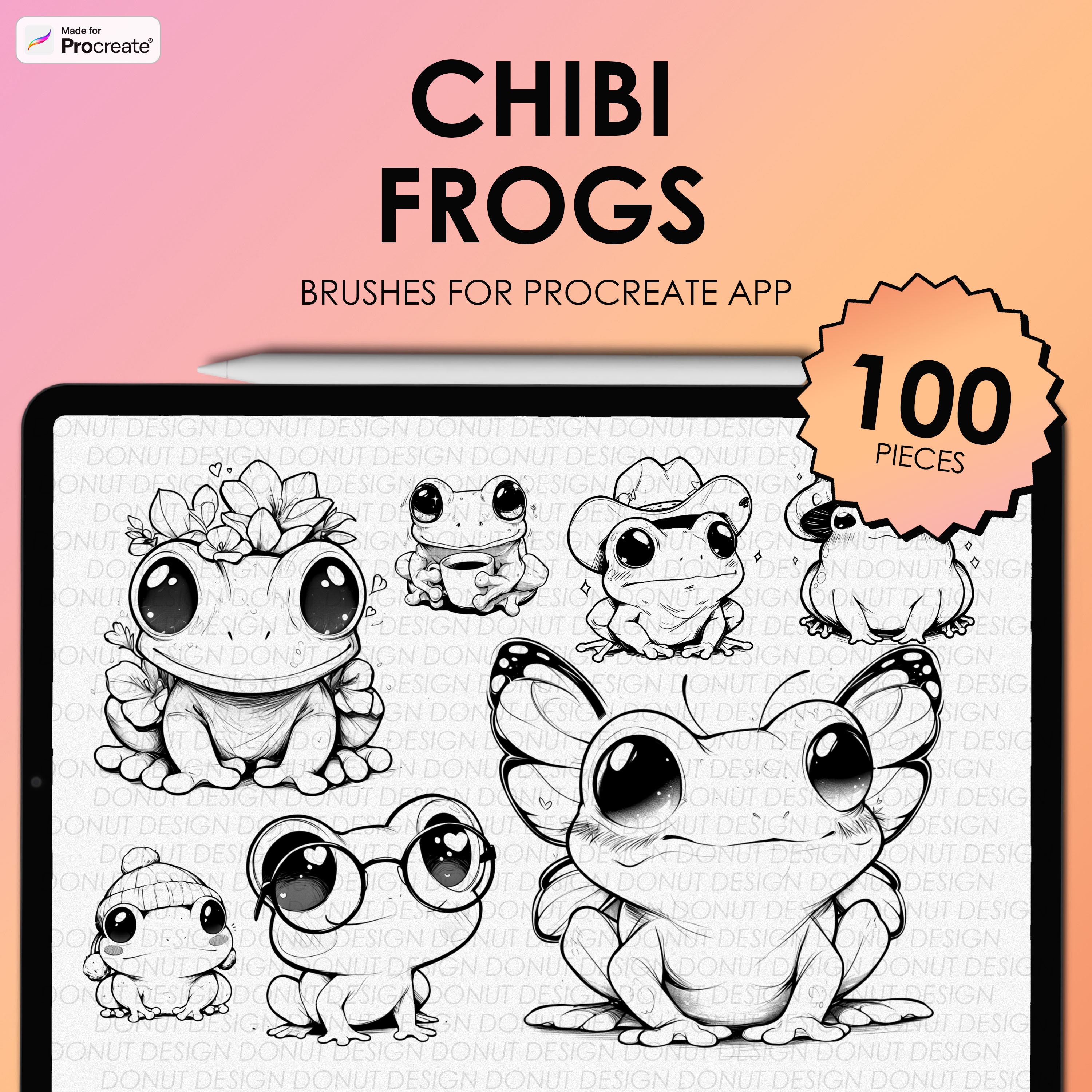 Procreate Chibi Frog Stamps | Chibi Procreate Frog Stamps | Cute Frog ...