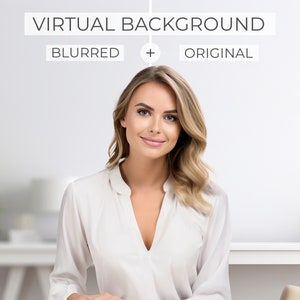 Fondo de Zoom minimalista blanco para oficina en casa / Fondo virtual de oficina en casa para Zoom / Fondos de Zoom de oficina en casa