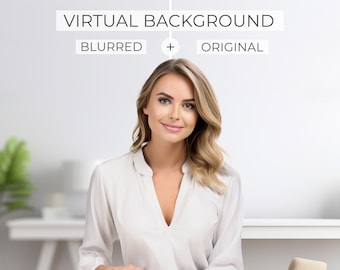 White minimalist Zoom background home office | Home office virtual background for Zoom | Home office zoom backgrounds