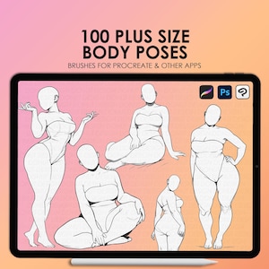 Plus Size Procreate Body Pose Stamps | Procreate Body Brushes | Procreate Pose Stamps | Photoshop pose brushes | Clip Studio poses