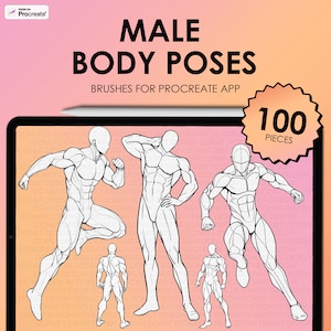 Procreate männlicher Körper Pose Briefmarken | Männliche Procreate Pose Stempel | Procreate männlicher Körper Stempel Bürsten