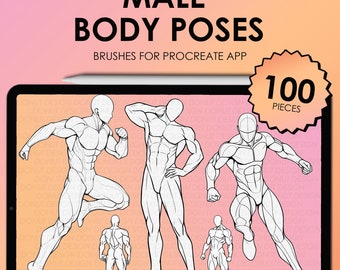 Procreate male body pose stamps | Male Procreate Pose Stamps | Procreate male body stamp brushes