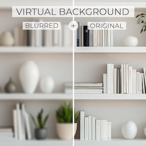 White bookshelf Zoom background | Zoom background home office | Home office virtual background | Home office zoom backgrounds