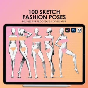 ファッションフィギュア Procreate スタンプ | Procreate ファッションポーズスタンプ | Photoshop ファッションポーズブラシ