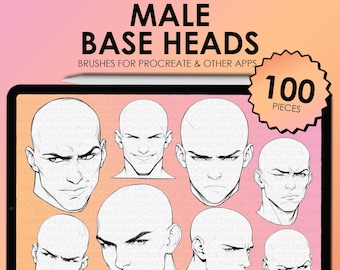Male Base Head Procreate Stamps | Procreate Male Head Stamps | Basic Male Procreate Stamps | Male face Photoshop brushes | Clip Studio