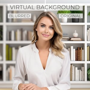 Bookshelf Zoom background home office | Home office virtual background bookcase | Home office zoom backgrounds