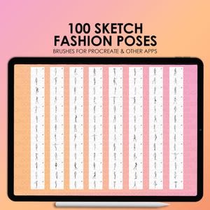 100 Fashion figures Procreate stamps | Procreate fashion pose stamps | Photoshop fashion pose brushes