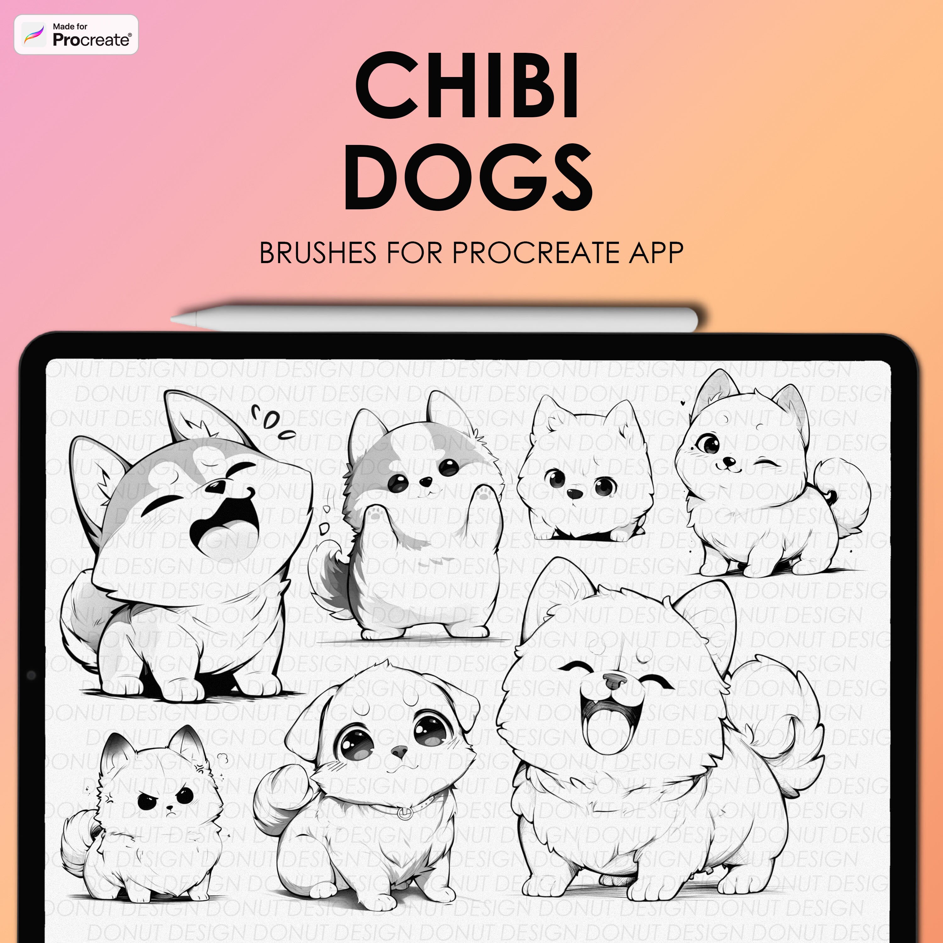 100 Procreate Chibi Dog Stamps Chibi Procreate Dogs Stamps Cute Dog ...