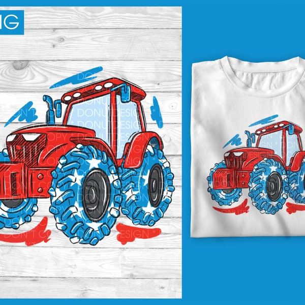 4th of July PNG file for sublimation design | Tractor PNG sublimation design | Fourth of July PNG | 4th of July boy sublimation design png