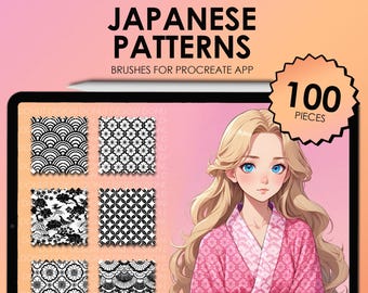 Procreate Japanese pattern brushes | Japanese Procreate brushes | Traditional Japanese Procreate texture brushes
