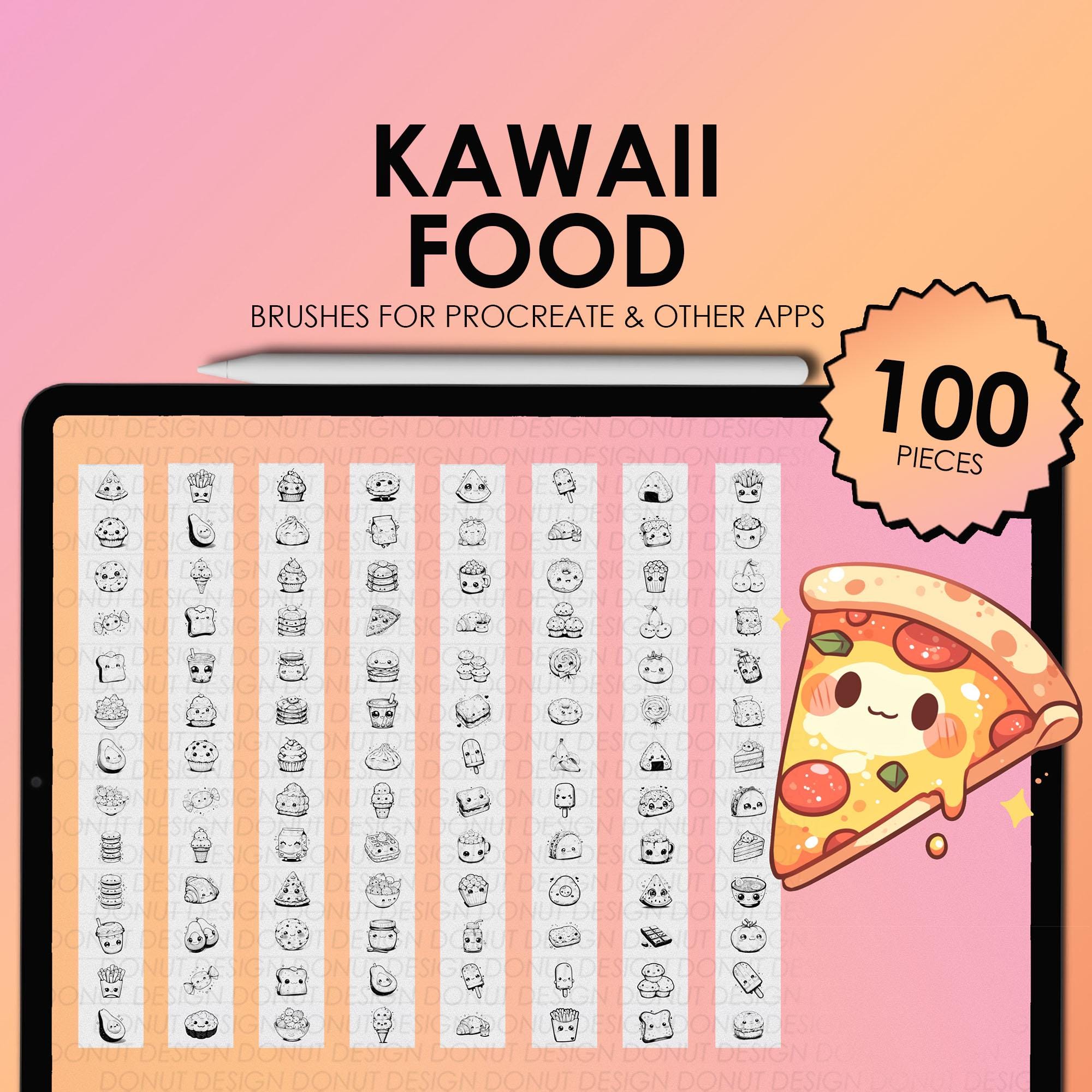 Procreate Kawaii Food Stamps | Procreate Kawaii Stamps | Cute Food ...