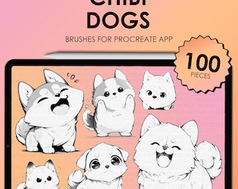 Sellos de perros chibi para Procreate / Sellos de perros chibi para Procreate / Sellos de perros lindos para Procreate