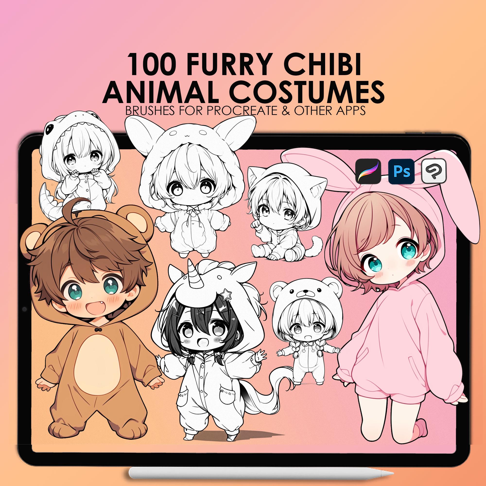Sellos y pinceles Chibi para Procreate | Set de sellos de atuendos chibi para Procreate, Photoshop, Clip Studio