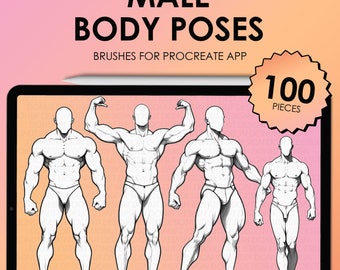Procreate Male Body Pose Stamps | Male Poses Procreate Body Brushes | Procreate Pose Stamps Male