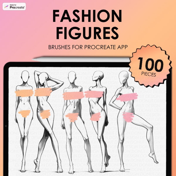 100 Fashion figures Procreate stamps | Procreate fashion pose stamps