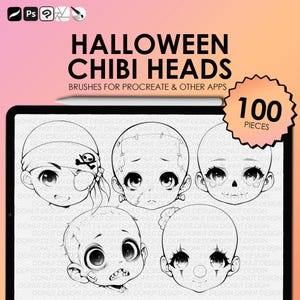 Procreate Halloween Chibi Head Stamps | Procreate Chibi Stamps ...