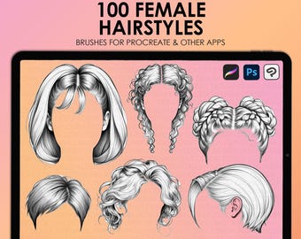 Procreate Hair Stamps | Procreate Hairstyle Stamps | Procreate Hair Brushes | Photoshop Hair Brushes | Clip Studio Paint Hair Stamps