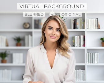 White bookshelf Zoom background home office | Home office virtual background bookcase | Home office zoom backgrounds