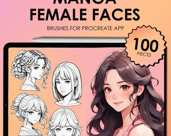 Manga Procreate face stamps | Anime Procreate manga face stamps