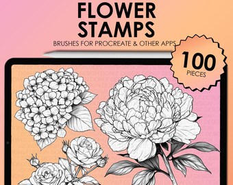 Procreate Flower Stamps | Flower Procreate Brushes | Photoshop Flower Brushes