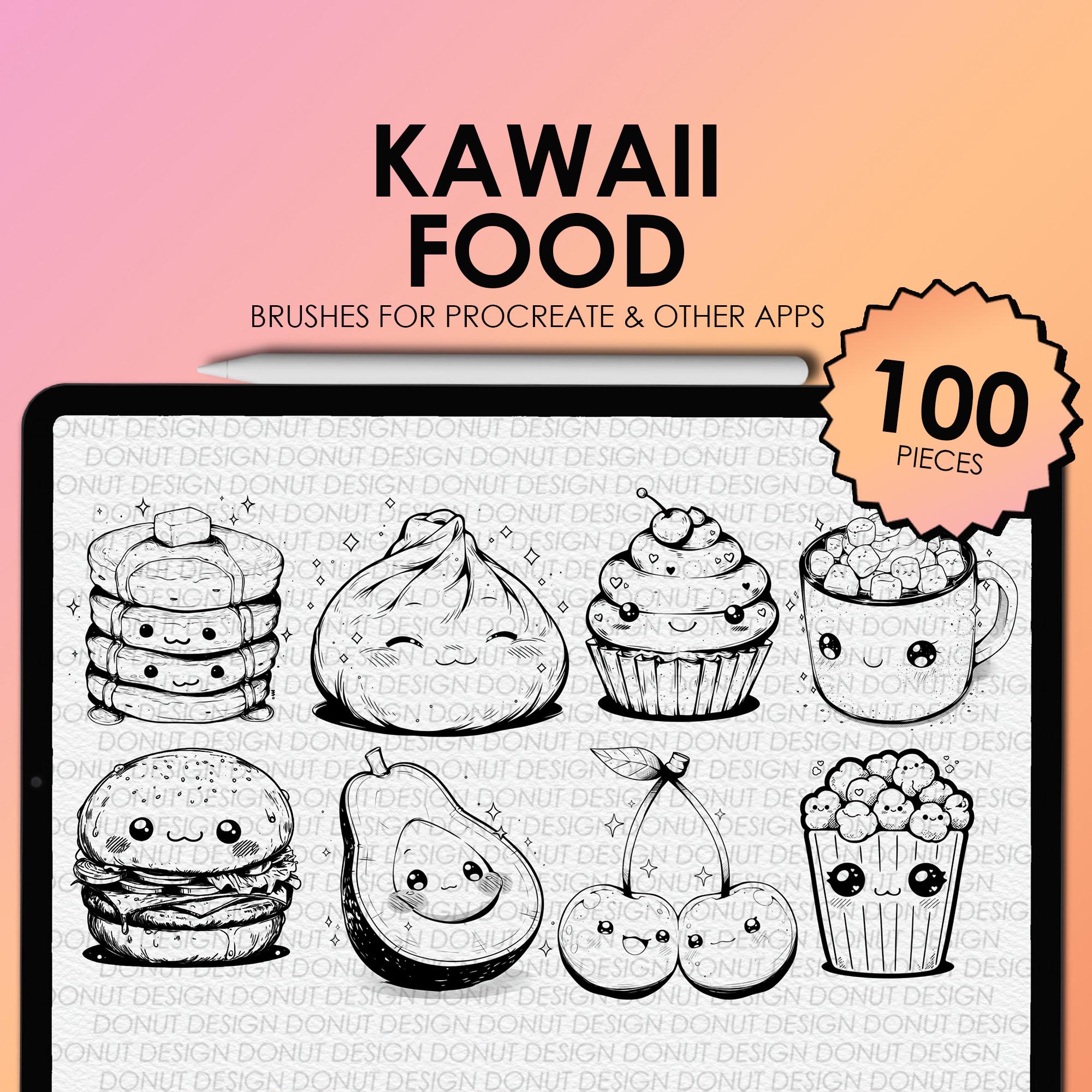 Procreate Kawaii Food Stamps | Procreate Kawaii Stamps | Cute Food ...