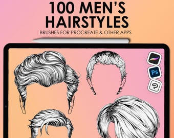 Procreate 男性用ヘアスタンプ | Procreate 男性用ヘアスタイルスタンプ | Procreate 男性用ヘアブラシ | Photoshop 男性用ヘアブラシ | Clip Studio ヘア