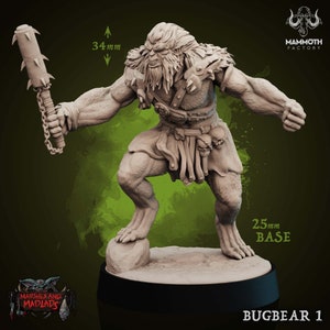 Bugbear, Marshes and Madlads, Mammoth Factory, RPG Wargaming Resin Miniature.