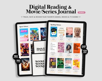 Digital Reading & Movie/TV Series Journal BUNDLE | Reading Planner | Book Tracker | iPad Reading Log | Movie Planner | TV Series Journal