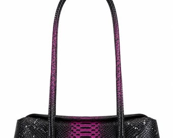 Bolso de piel de pitón auténtica, bolso de piel de serpiente exótica de lujo para mujer, bolso de piel de serpiente, bolso de piel de pitón, bolso de hombro llamativo, regalo.