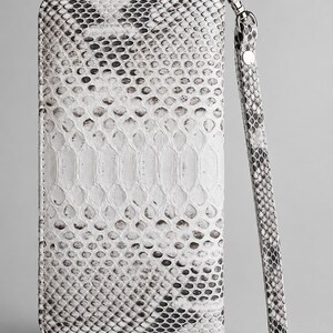 Handgemaakte portemonnee van echt pythonleer – Exotisch etui van slangenleer, klein polstasje, luxe accessoire van een ambachtsman, cadeau voor haar, slangenleer
