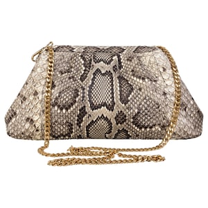 Natural beige Python Leather Clutch, Python Leather Pouch, Handmade Exotic Snakeskin Bag, Luxury Evening Clutch, Statement Designer Bag,