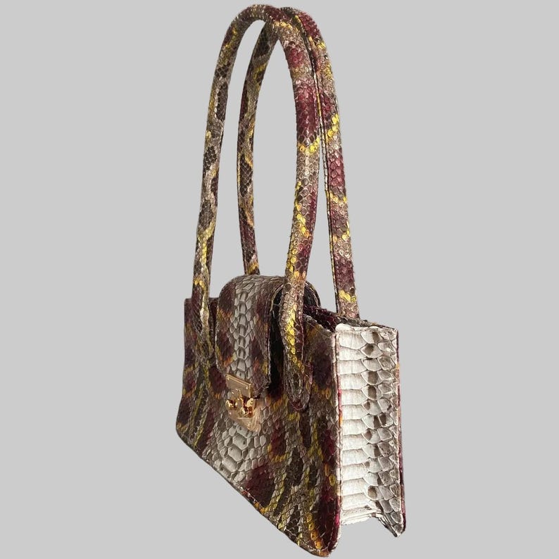 Genuine Python Leather Handbag, Luxury Exotic Snakeskin Purse for Women, snake skin bag, python skin bag , Statement Shoulder Bag Gift , Bild 4