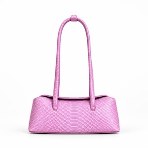 Bolso de mano de piel de pitón rosa, bolso de lujo de piel de serpiente verde para mujer, bolso de piel de serpiente, bolso de piel de pitón, bolso de hombro llamativo