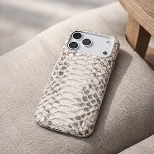 Echt leren hoesje van slangenleer voor iPhone 17 Pro, 17 Pro Max, elegant exotisch leren hoesje.
