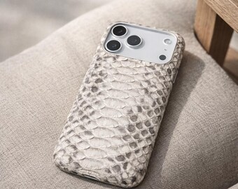 Etui z prawdziwej skóry węża do iPhone'a 17 Pro, 17 Pro Max, Eleganckie etui z egzotycznej skóry,