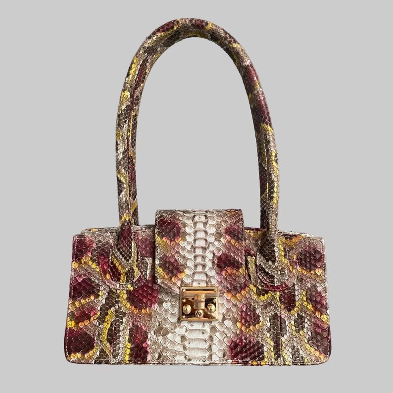 Genuine Python Leather Handbag, Luxury Exotic Snakeskin Purse for Women, snake skin bag, python skin bag , Statement Shoulder Bag Gift , Bild 6