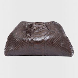 dark brown Python Leather Clutch Bag – Handmade Exotic Leather Evening clutch – Luxury hand Clutch – Statement pouch. deep brown chocolate