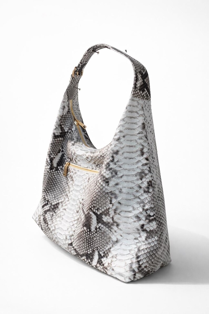 Genuine Python Leather Hobo Bag – Luxury Snakeskin Shoulder Bag ...