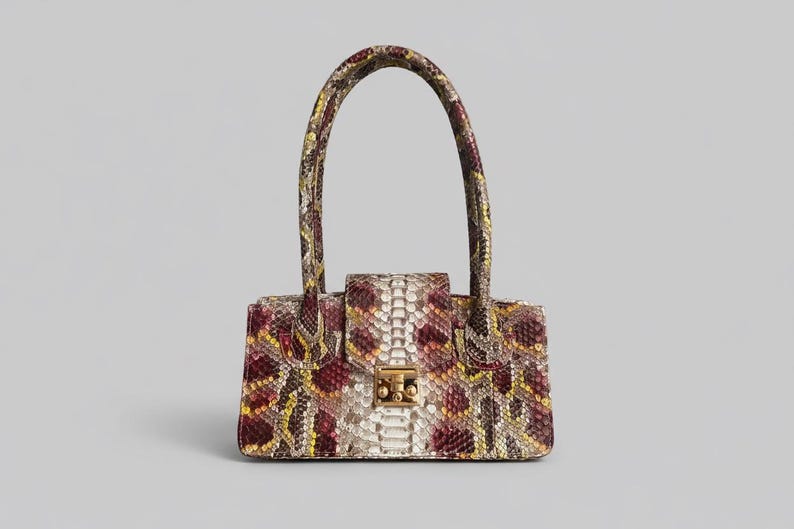 Genuine Python Leather Handbag, Luxury Exotic Snakeskin Purse for Women, snake skin bag, python skin bag , Statement Shoulder Bag Gift , Bild 1
