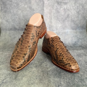 Men's Genuine Python Leather Cowboy Boots, Handmade Western Exotic Snakeskin Ankle Boots, Luxury Cowboy Boots for Men , snakeskin brown boot