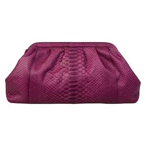 deep purple Python Leather Clutch, Python Leather Pouch, Handmade Exotic Snakeskin Bag, Luxury Evening Clutch, Statement Designer Bag,