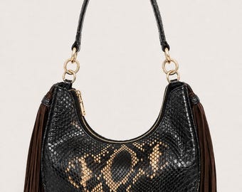 Bolso de mano artesanal de piel de serpiente auténtica – Bolso exótico de pitón – Bolso de hombro artesanal de primera calidad, bolso de piel de serpiente salvaje, bolso de lujo