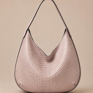 Large Python Leather Hobo Bag 42cm, Genuine Snake Skin Shoulder Bag, Oversized Slouchy Luxury Tote Purse, Soft Designer Handbag Women , pink